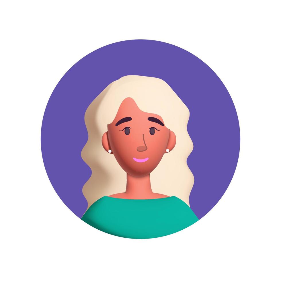 3D-vector diversiteit blonde jonge vrouw avatar icon design vector