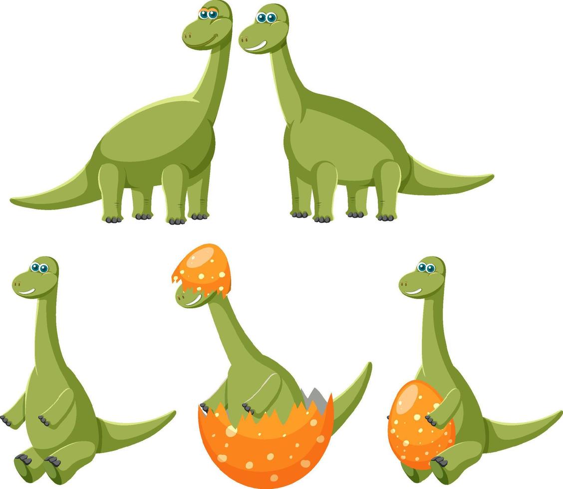 verschillende schattige apatosaurus dinosaurus stripfiguren vector