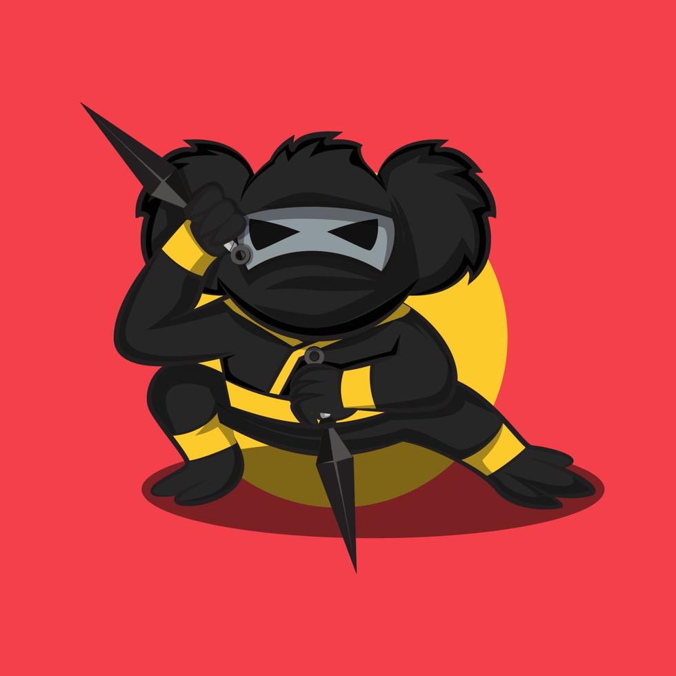 koala ninja tekenfilm vector