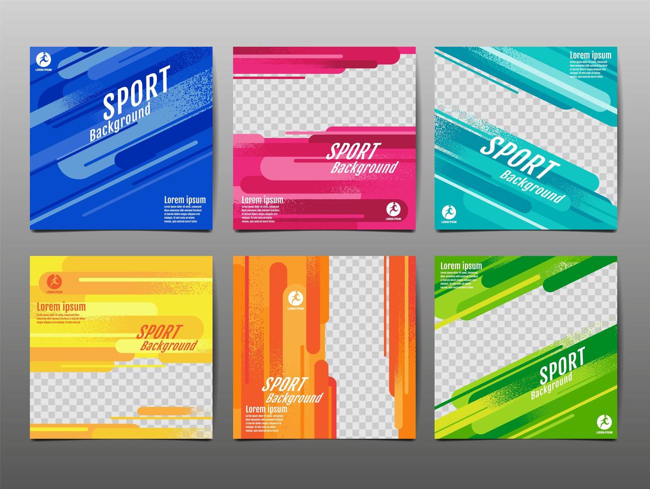 lichte sport sociale media-banners met dynamische vormen vector