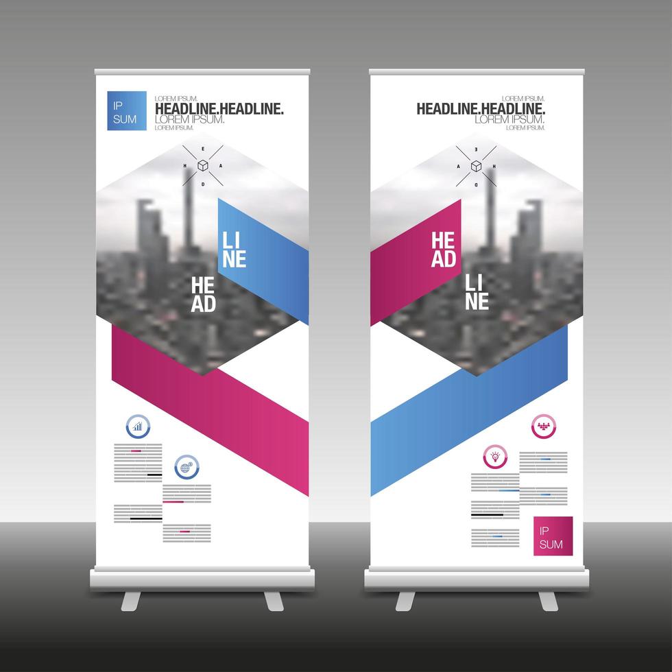 roll up banner stand design met hoekig design vector