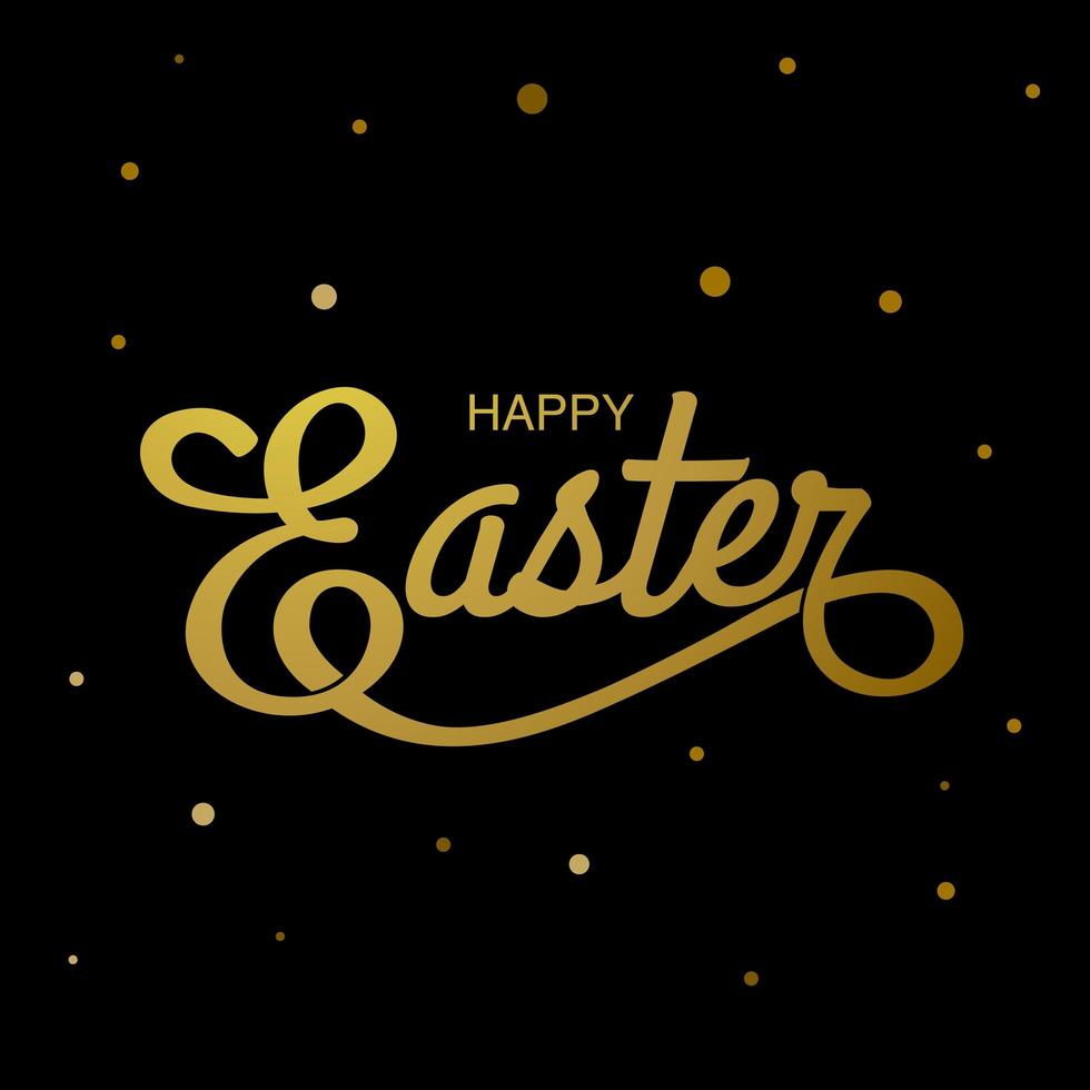 Happy Easter poster met gouden letters vector