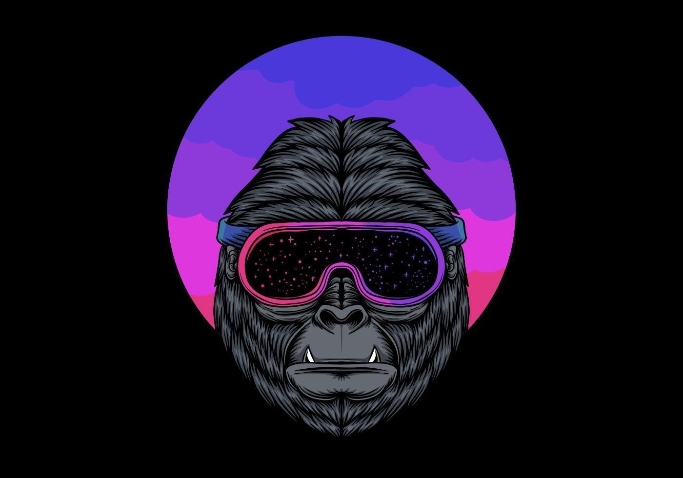 gorilla in ruimzichtbril vector