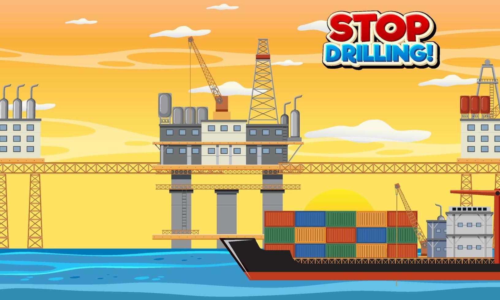 petroleumindustrieconcept met offshore olieplatform vector