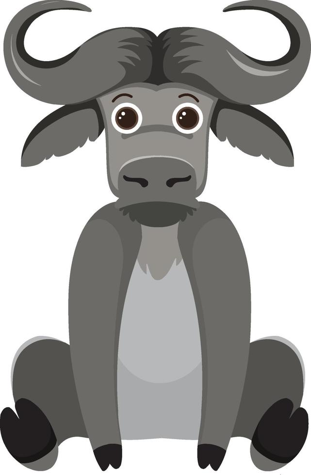 schattige buffel in vlakke stijl geïsoleerd vector