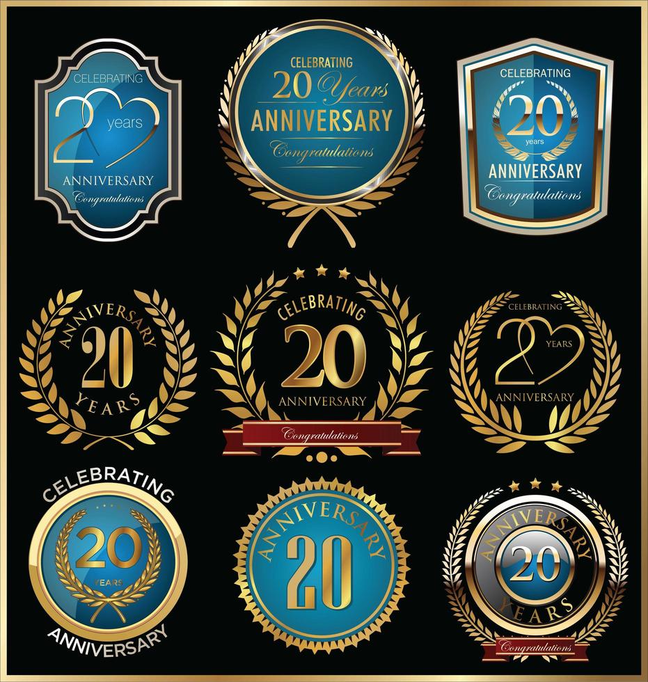 Badge-sjablonen voor 20e verjaardag vector