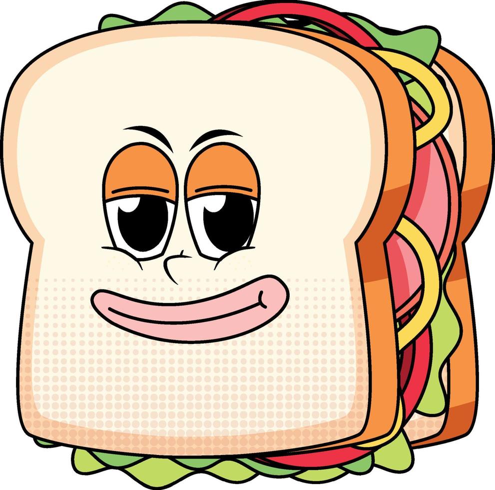 een sandwich stripfiguur op witte achtergrond vector