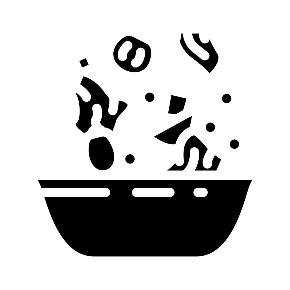 salade bereid uit tomaat ingrediënt glyph pictogram vectorillustratie vector