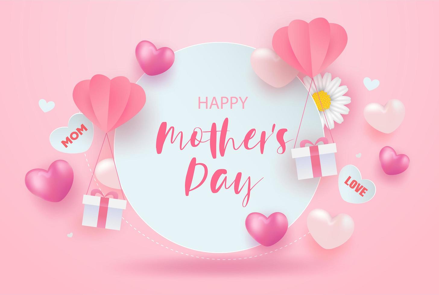 roze gelukkige moederdag verkoop achtergrond vector