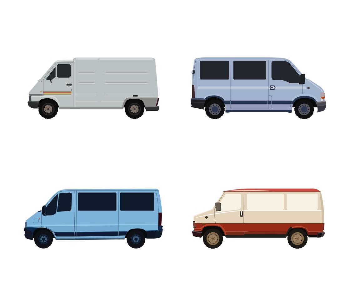 set van verschillende bestelwagens vector