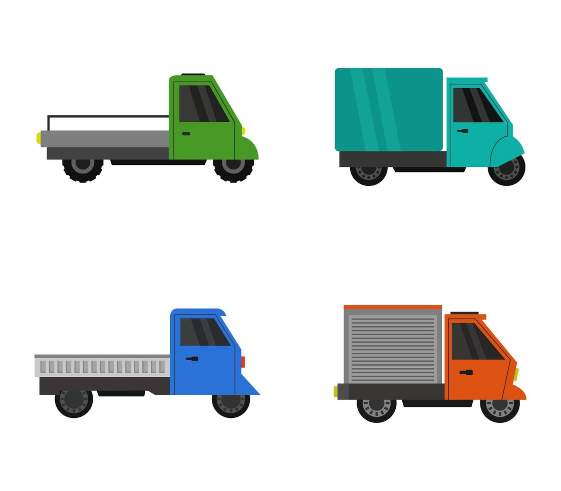 set van kleine bestelwagens vector