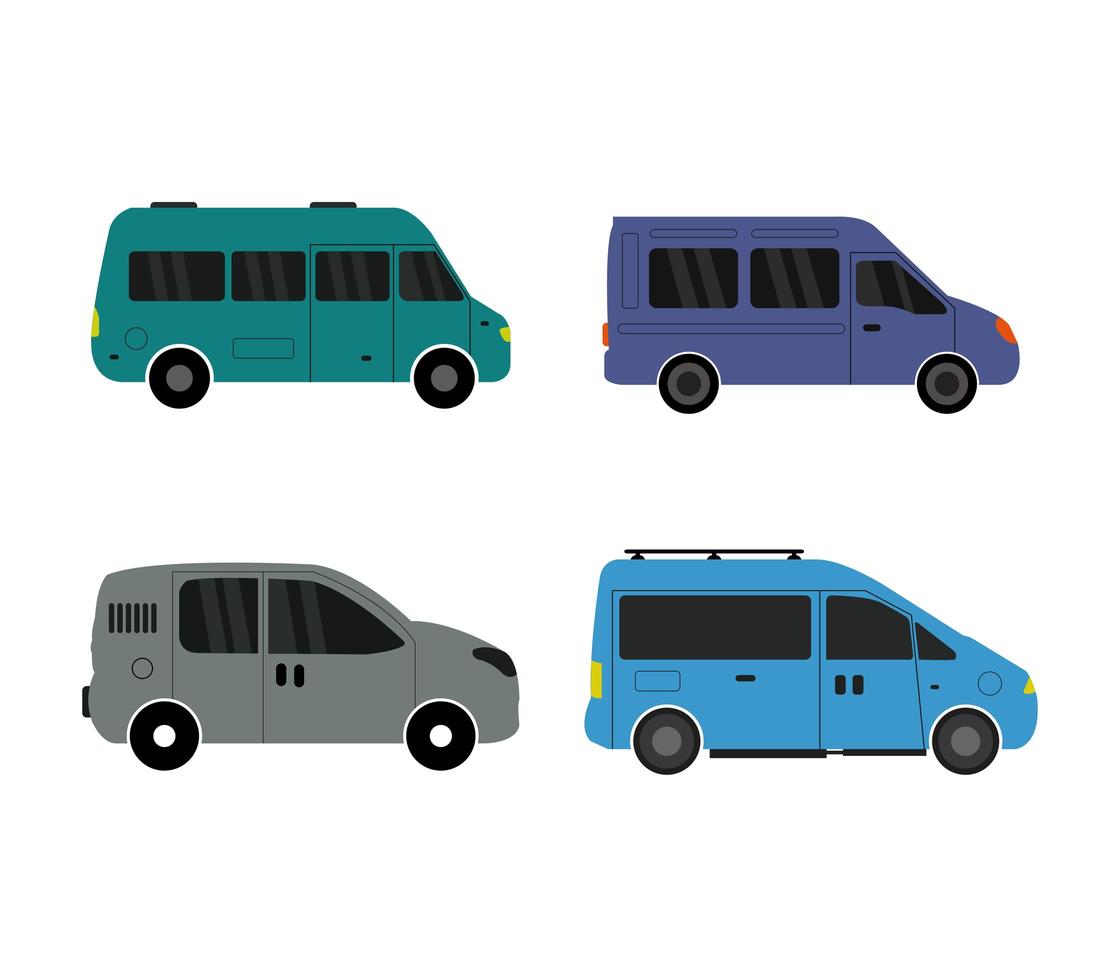 set van kleurrijke bestelwagen iconen vector