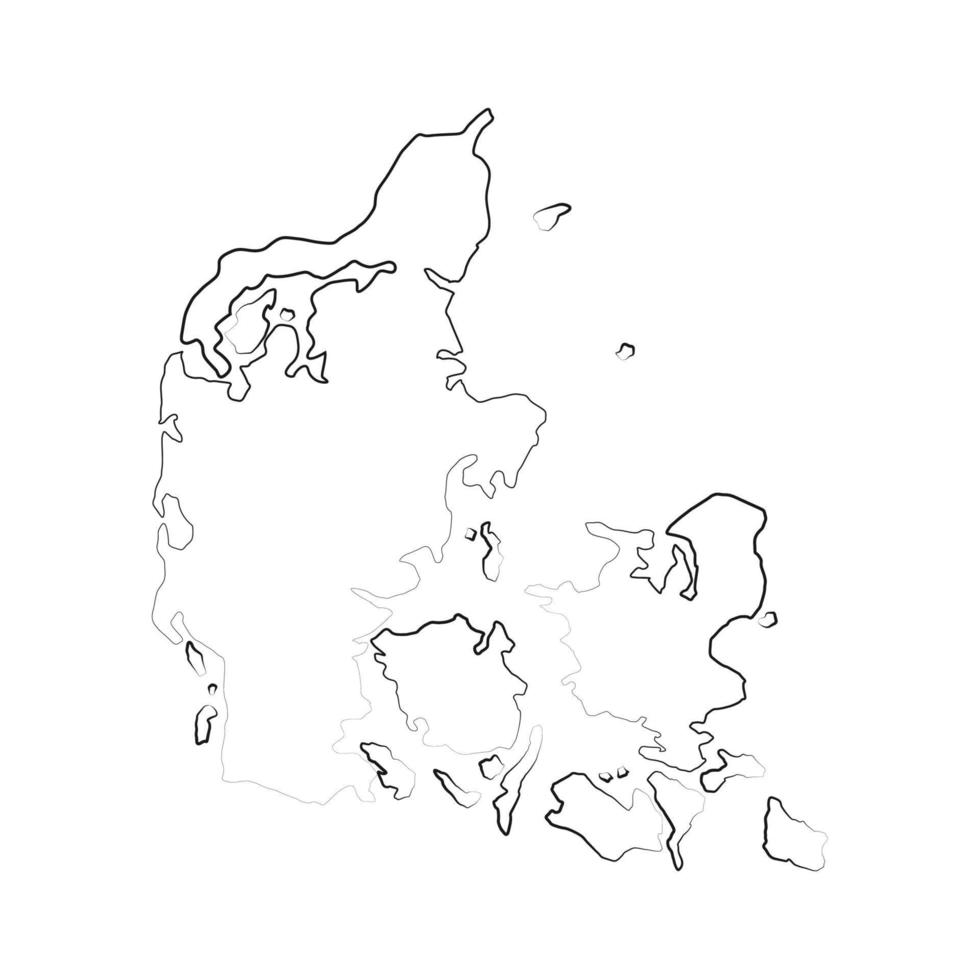 denemarken kaart geïllustreerd op een witte achtergrond vector