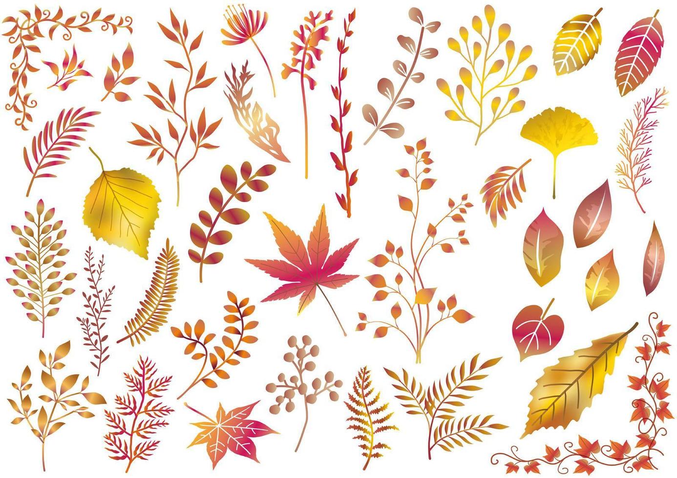 set van gouden thema herfst elementen vector