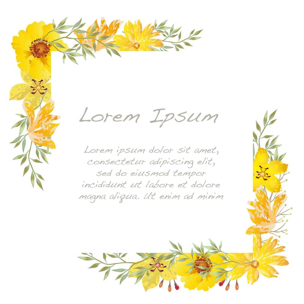 gele aquarel bloemen frame vector