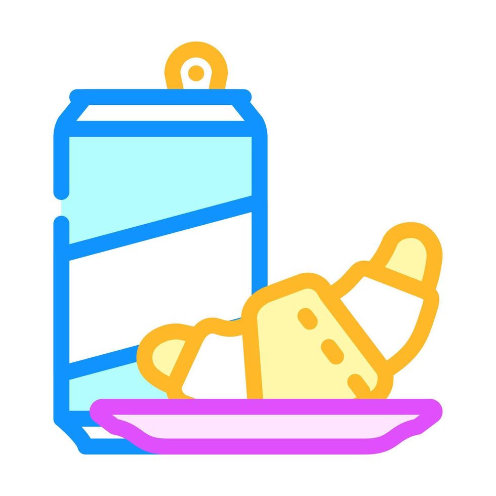 croissant snack en drankje kleur pictogram vectorillustratie vector