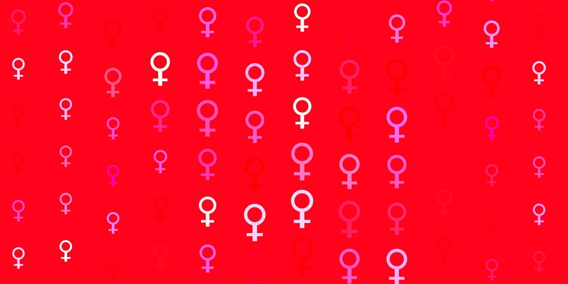 lichtrode vectortextuur met symbolen van vrouwenrechten. vector