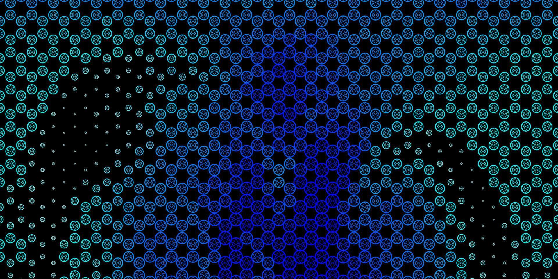 donkerblauwe vectorachtergrond met mysteriesymbolen. vector