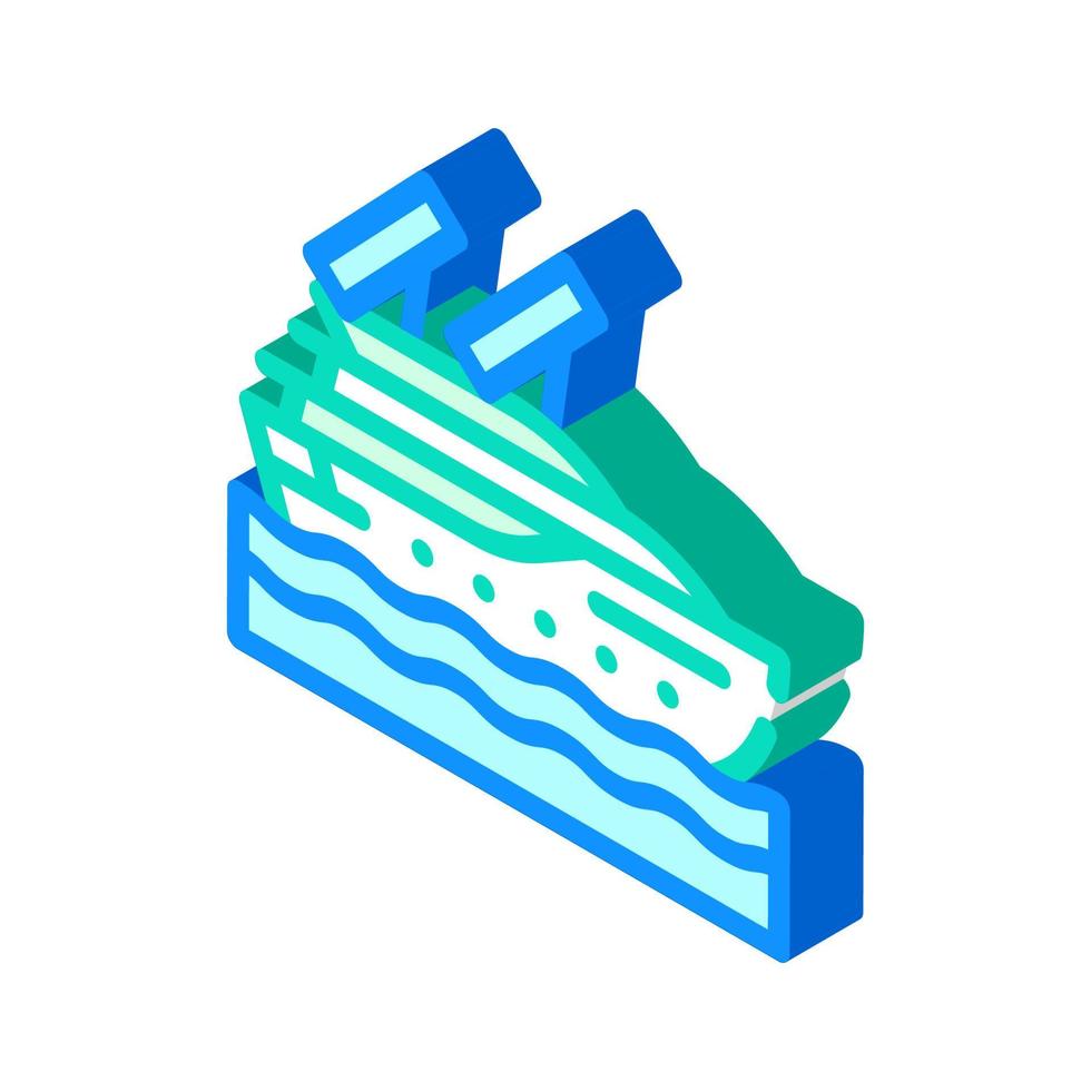 zonne-energie aangedreven schip isometrische pictogram vectorillustratie vector