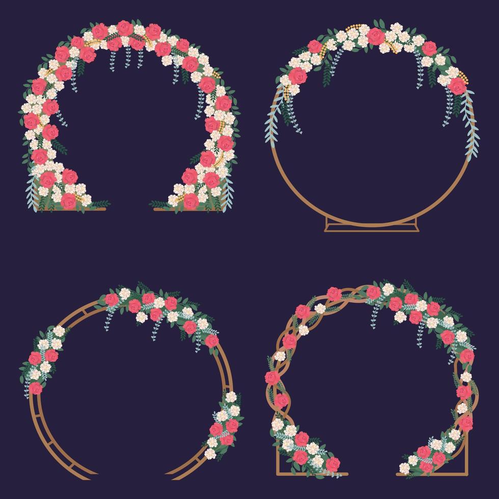 huwelijksboog met bloemen set vector