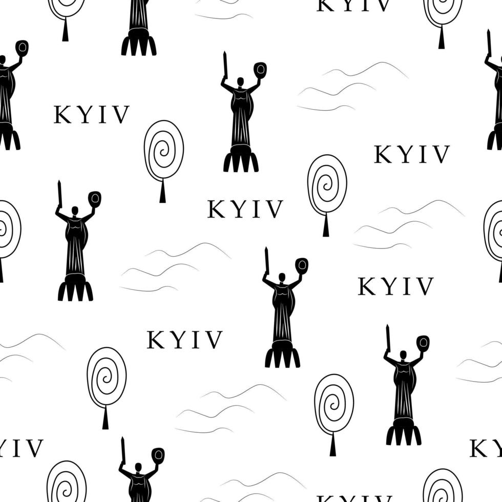 Kiev, zwart-wit naadloos patroon vector