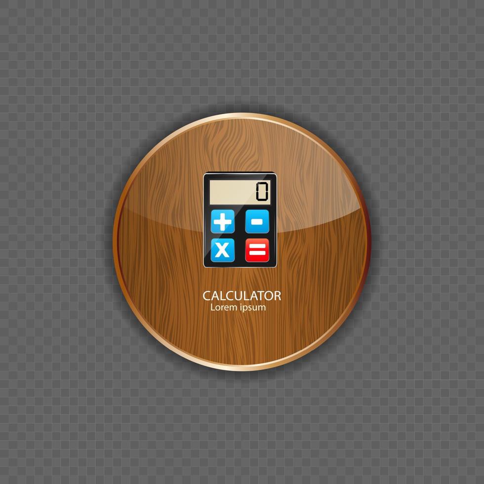 rekenmachine hout applicatie iconen vector illustratie