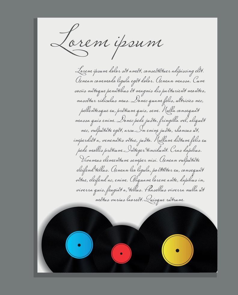 vinyl record achtergrond lege pagina vectorillustratie vector