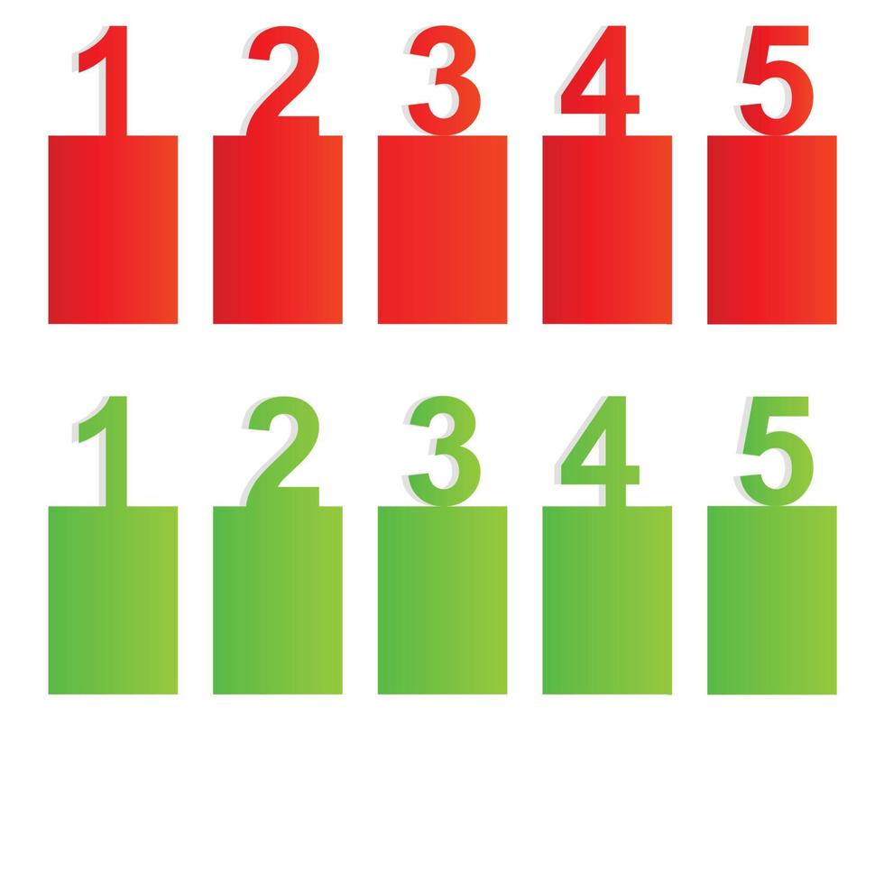 een twee drie vier vijf - vector voortgangspictogrammen voor vijf stappen