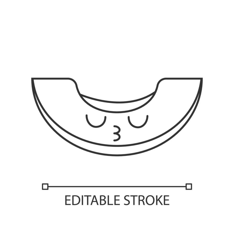 meloen schattig kawaii lineair karakter. gelukkig kussende bes. gezond vegetarisch eten. dunne lijn icoon. vector geïsoleerde overzichtsillustratie. bewerkbare streek