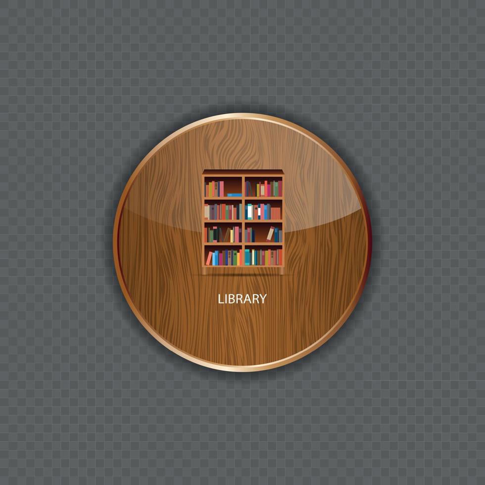 bibliotheek hout toepassing iconen vector illustratie