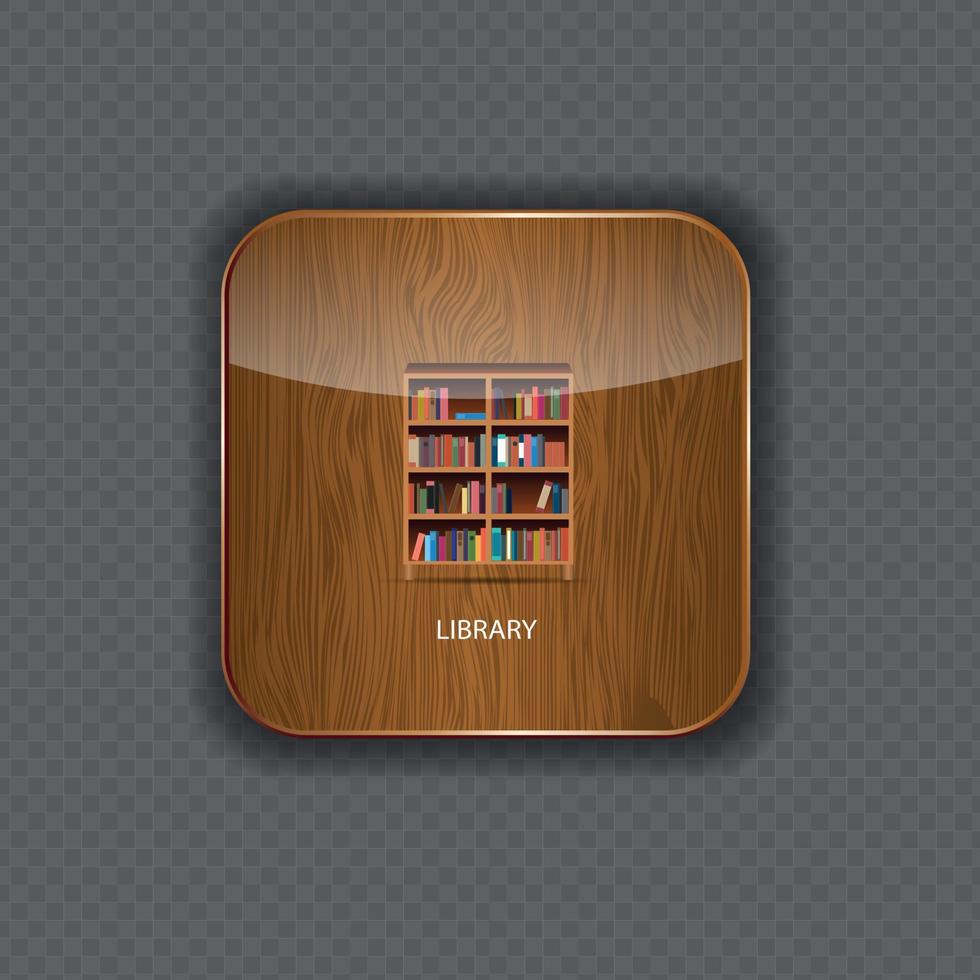 bibliotheek hout toepassing iconen vector illustratie