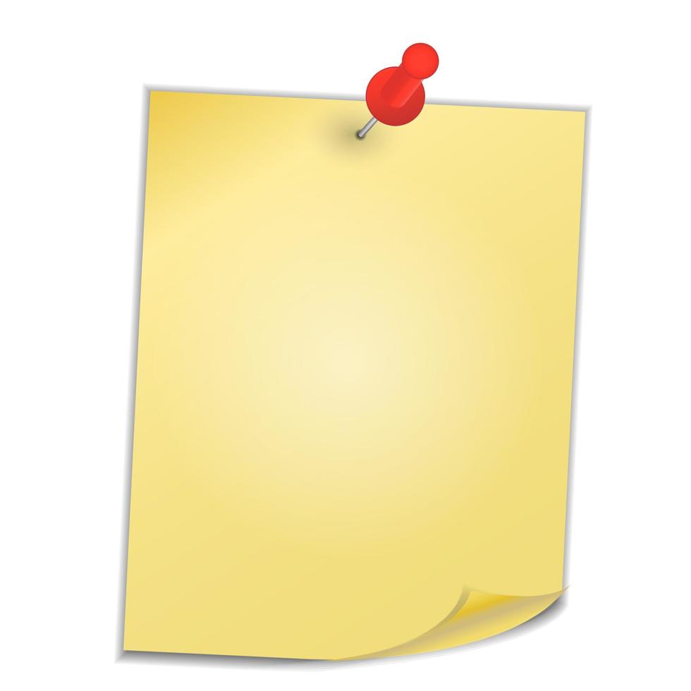 geel papier met speld op witte achtergrond vectorillustratie vector