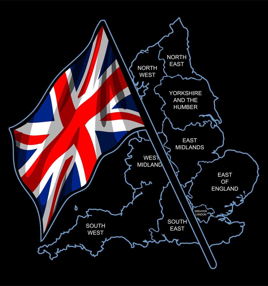 Britse vlag met kaart van Engeland... vector