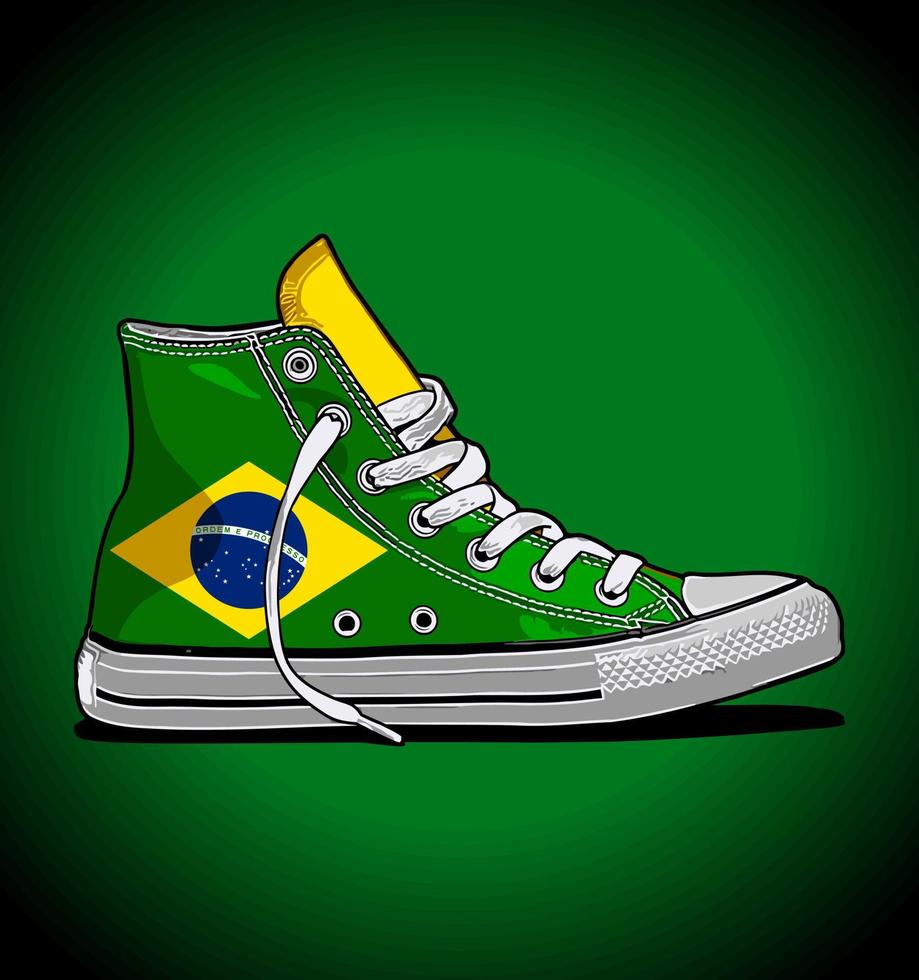 sneakers met braziliaanse vlagpatroon ... vector