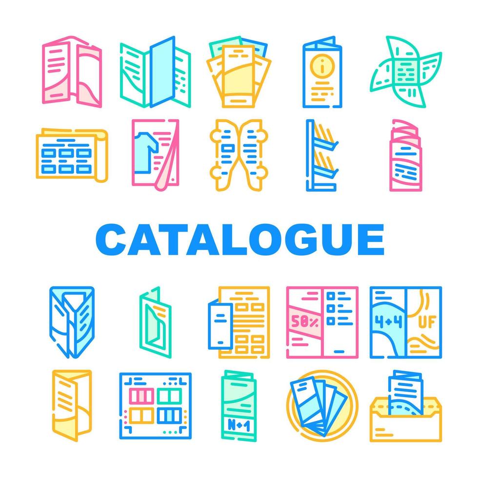 catalogus en boekje collectie iconen set vector