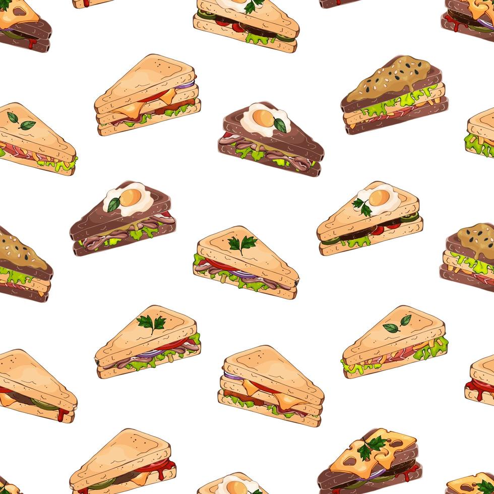 patroon van verschillende soorten sandwiches vector