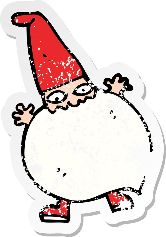 retro noodlijdende sticker van een cartoon kleine kerstman vector