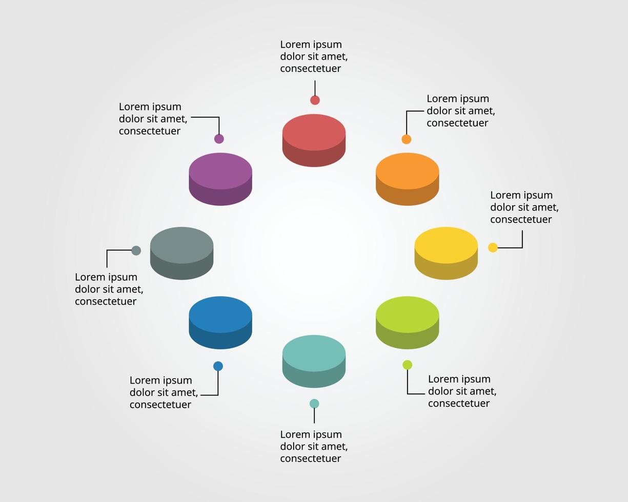 cirkel cirkeldiagramsjabloon voor infographic voor presentatie voor 8 elementen vector