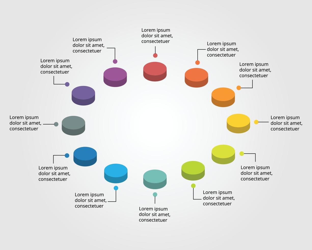 cirkel cirkeldiagramsjabloon voor infographic voor presentatie voor 12 elementen vector