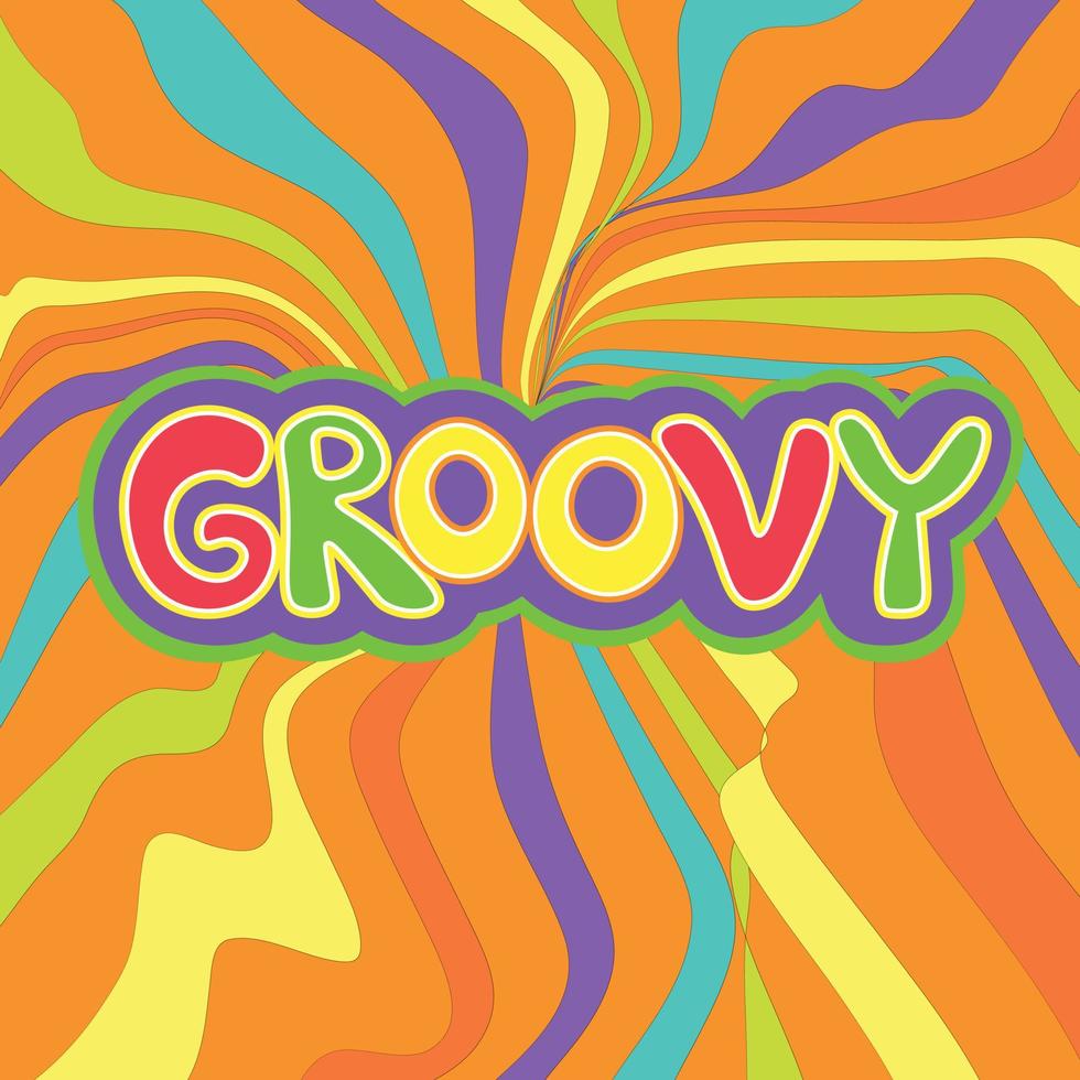 goede vibes 1970. retro groovy vector poster of kaart met belettering hippie zin