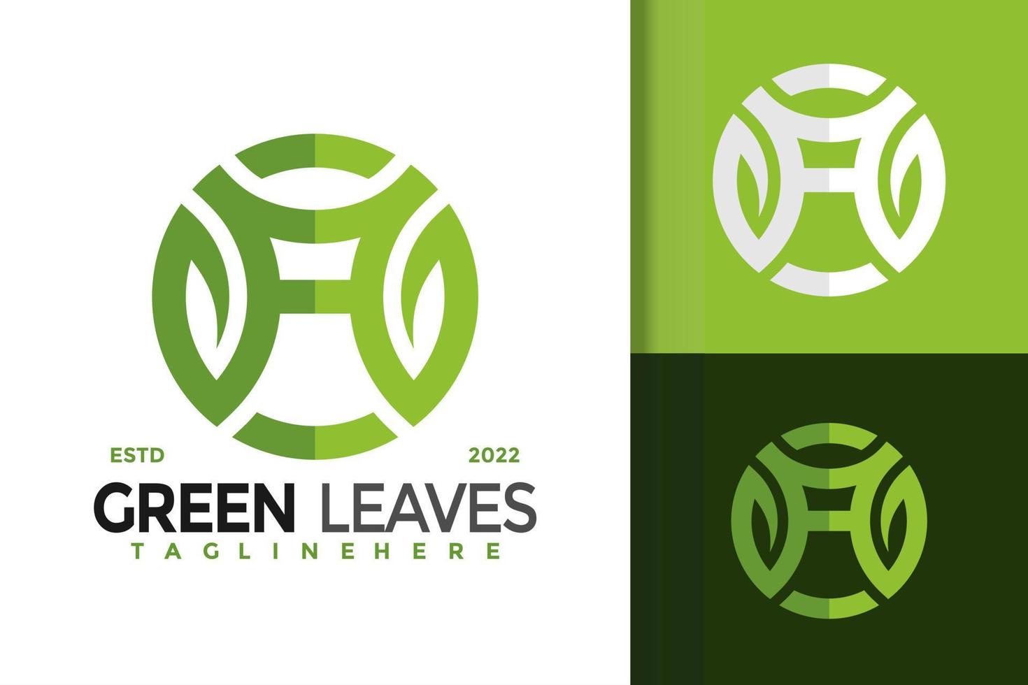 brief een groen blad modern logo vector ontwerpsjabloon