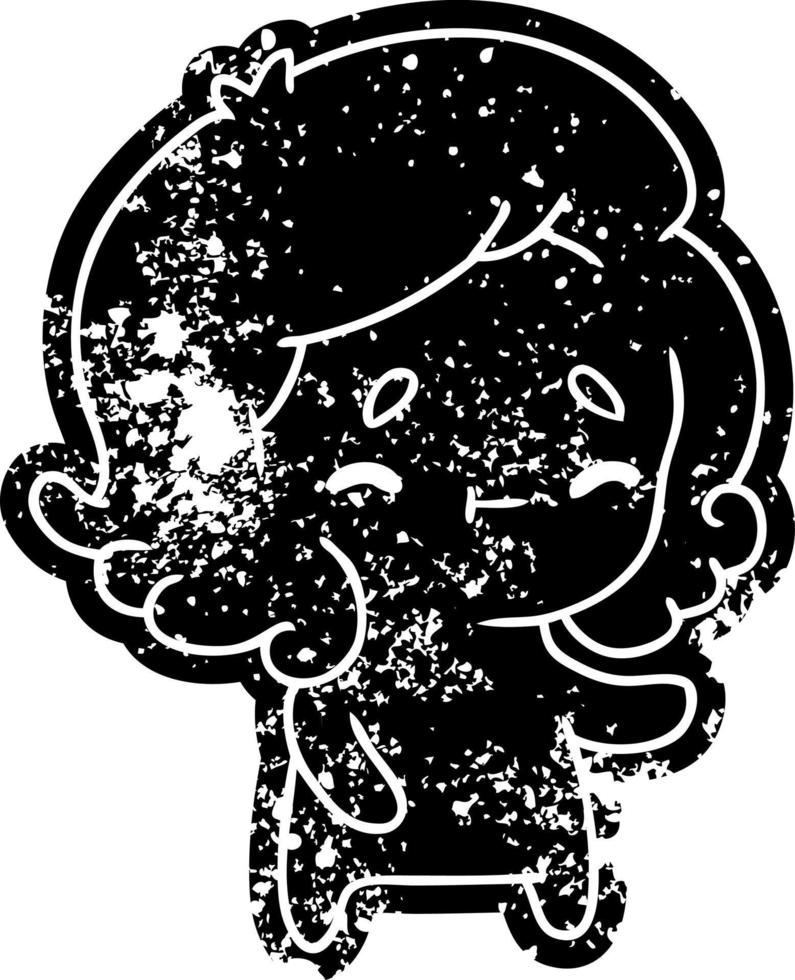 grunge-pictogram van een schattig kawaii-spook vector
