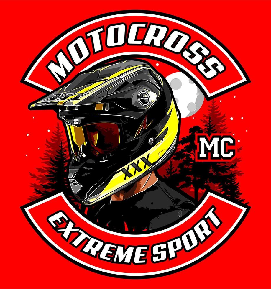 motorcross helm in bos achtergrond vector sjabloon