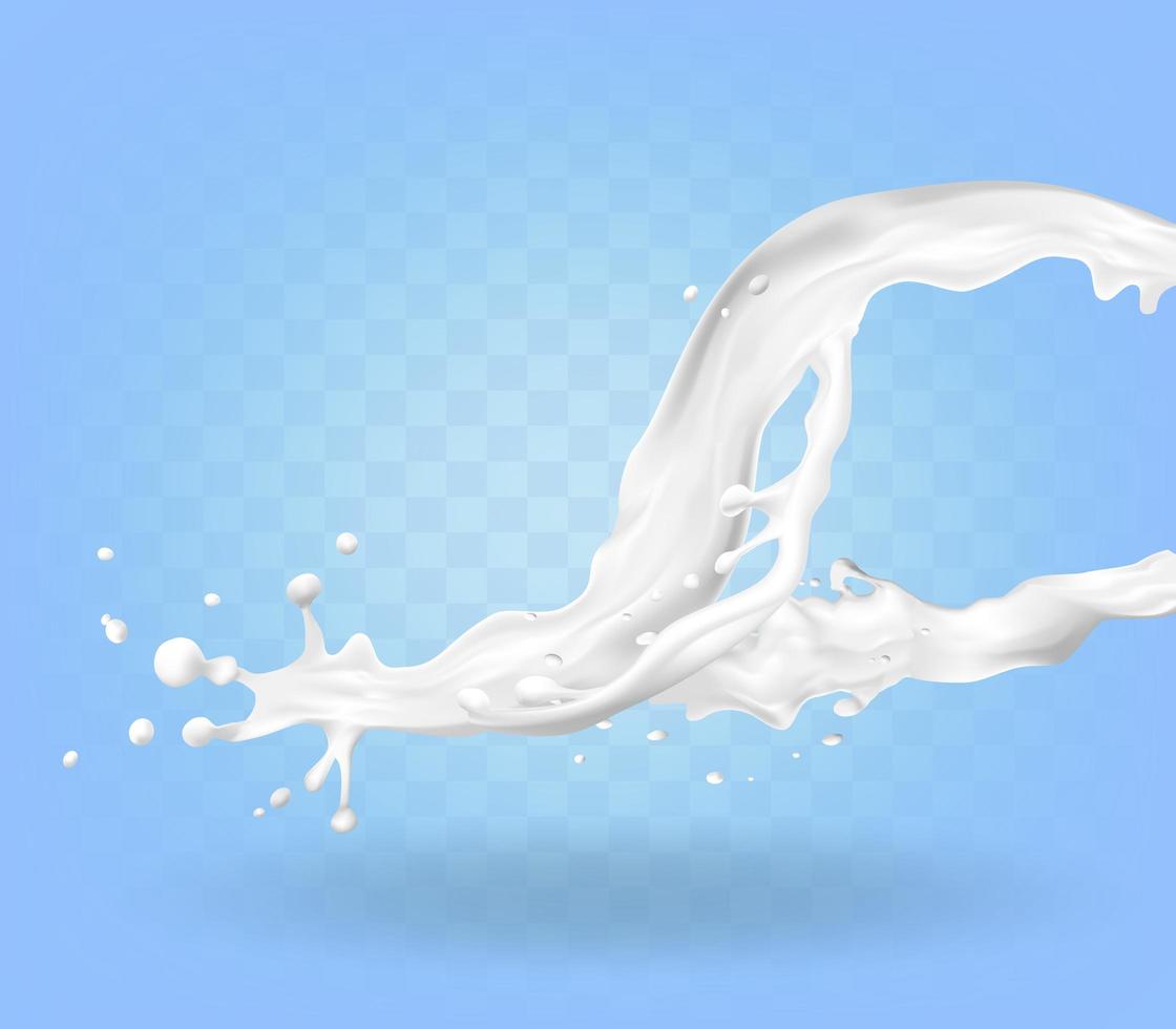 melk spatten geïsoleerd op blauwe achtergrond vector