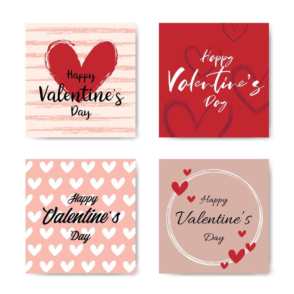 Happy Valentine's day hand belettering kaartenset vector