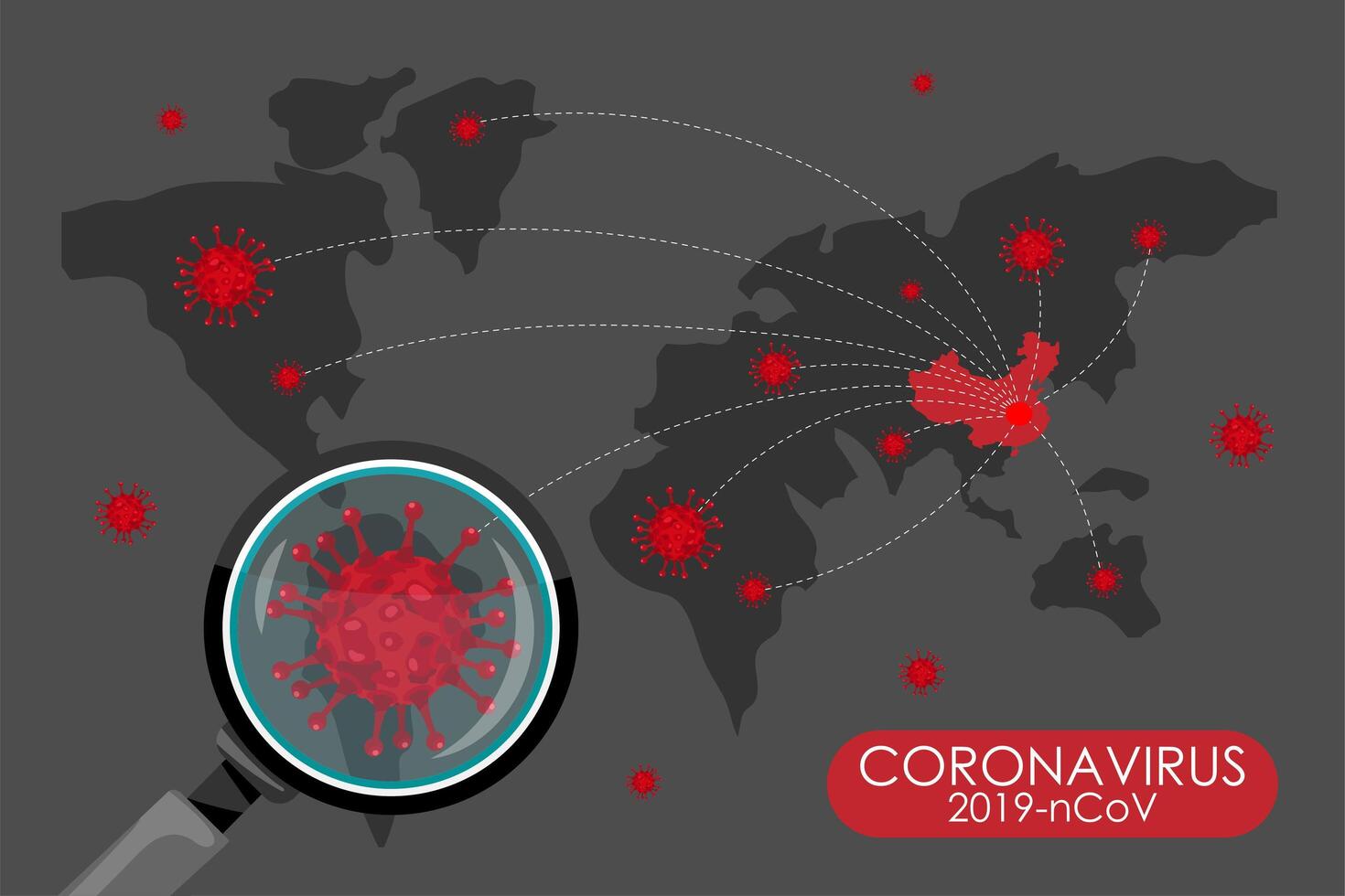 covid 19 wereldwijde verspreidingskaart vector