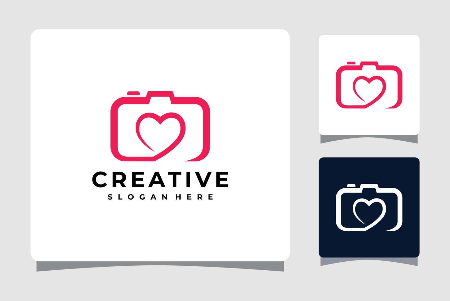 hart camera fotografie logo sjabloon met visitekaartje ontwerp inspiratie vector