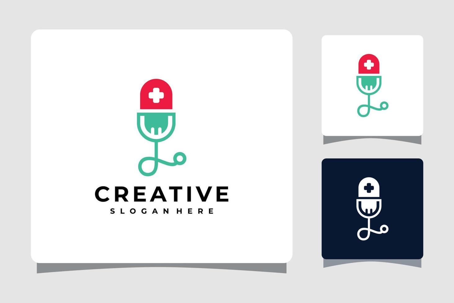 medische podcast-logosjabloon met inspiratie voor visitekaartjeontwerp vector