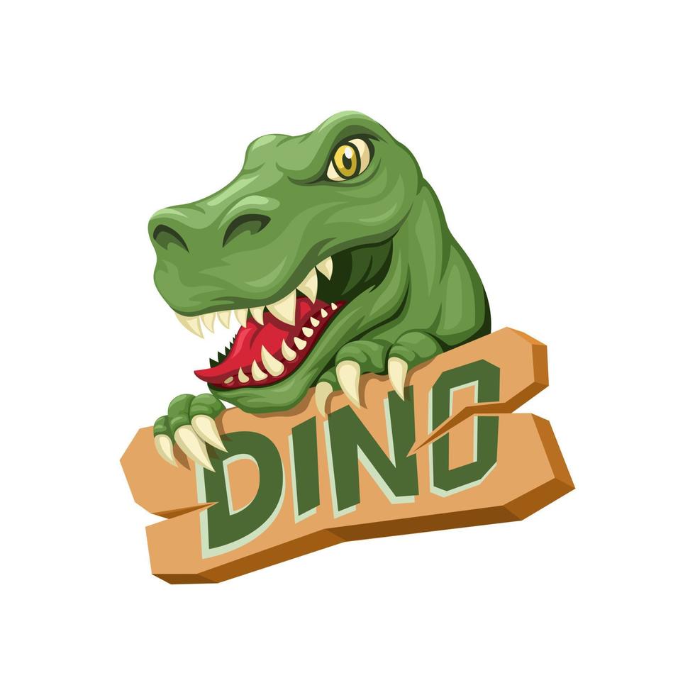dinosaurus bedrijf bord mascotte. prehistorisch dier symbool cartoon illustratie vector
