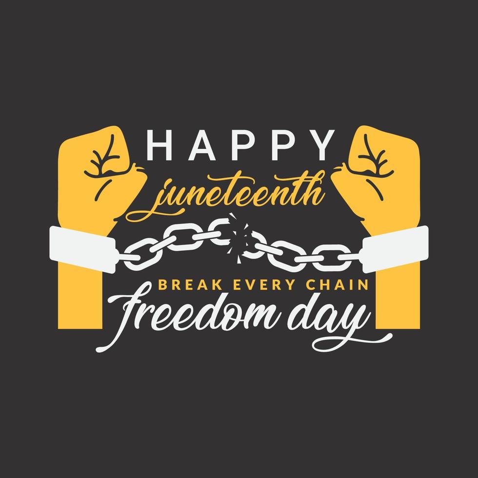 happy junietiende vrijheidsdag zwart vrijheidsdag t-shirt vector